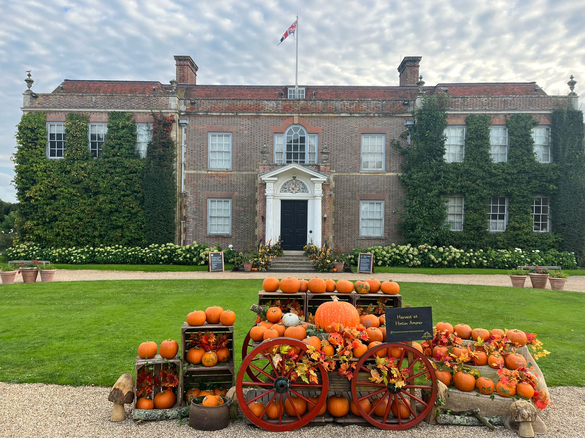 HInton Ampner - pumpkin cart in front of house - National Trust, Paul Gallivan